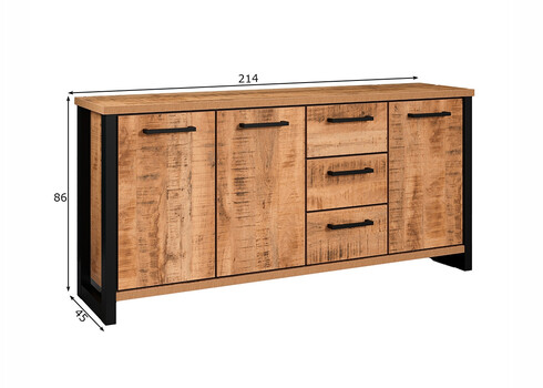 Kummut ENNA mango / must, 214x45xH86 cm