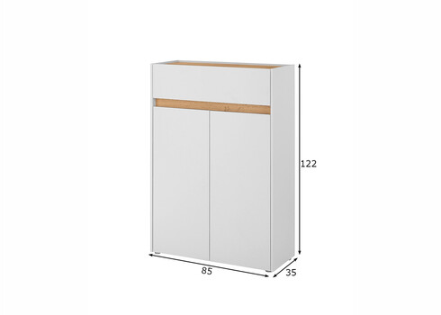 Jalatsikapp CITY valge / tamm, 85x35xH122 cm