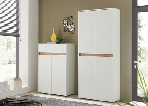 Jalatsikapp CITY valge / tamm, 85x35xH122 cm