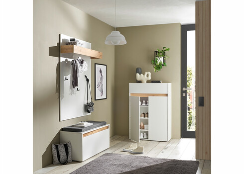 Jalatsikapp CITY valge / tamm, 85x35xH122 cm