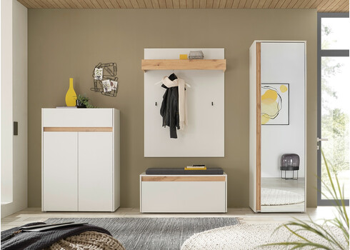 Jalatsikapp CITY valge / tamm, 85x35xH122 cm