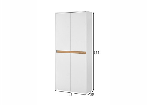 Jalatsikapp CITY valge / tamm, 85x35xH195 cm