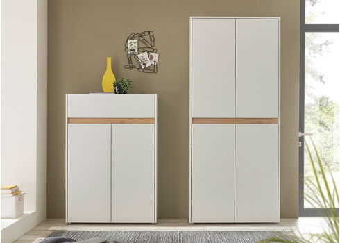 Jalatsikapp CITY valge / tamm, 85x35xH195 cm