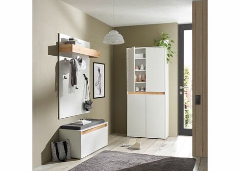 Jalatsikapp CITY valge / tamm, 85x35xH195 cm