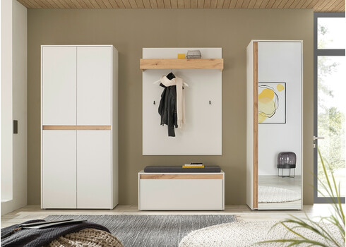 Jalatsikapp CITY valge / tamm, 85x35xH195 cm