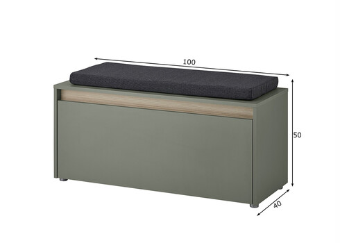 Esikupink istumispadjaga CITY tumeroheline / tamm, 100x40xH45 cm