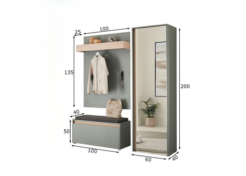 Esikukomplekt CITY tumeroheline / tamm