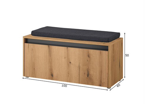 Esikupink istumispadjaga CITY tamm / antratsiit, 100x40xH45 cm