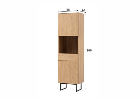 Vitriinkapp KALMAR tamm, 58x40xH200 cm