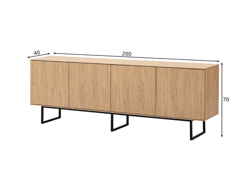 Kummut KALMAR tamm, 200x40xH70 cm