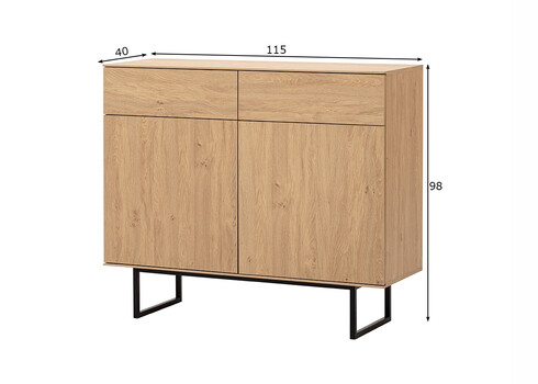 Kummut KALMAR tamm, 115x40xH98 cm