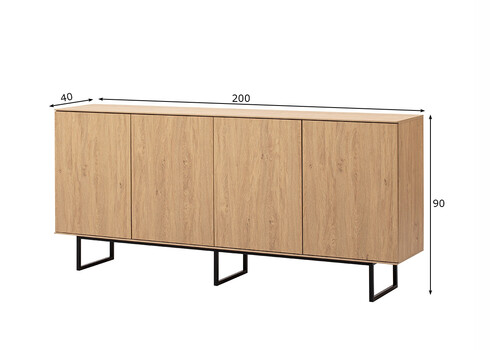 Kummut KALMAR tamm, 200x40xH90 cm