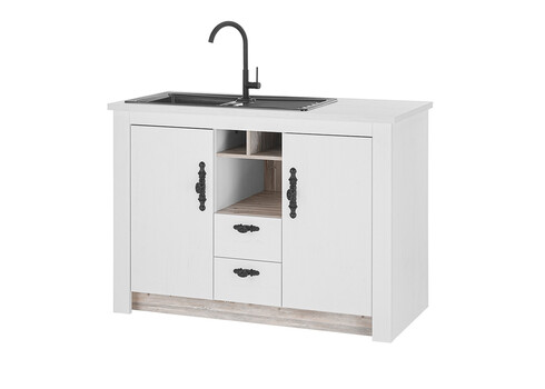 Köögikapp FLORNEZ valge mänd / mänd, 129x60xH92 cm