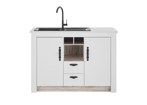 Köögikapp FLORNEZ valge mänd / mänd, 129x60xH92 cm