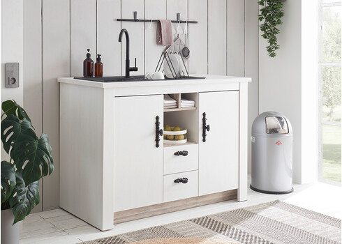 Köögikapp FLORNEZ valge mänd / mänd, 129x60xH92 cm