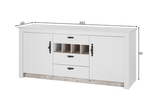 Köögikapp FLORNEZ valge mänd / mänd, 202x60xH92 cm