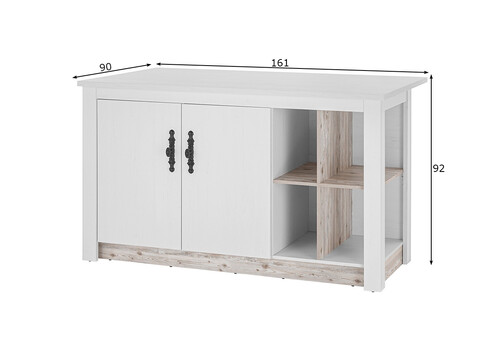 Köögisaar FLORNEZ valge mänd / mänd, 161x90xH92 cm