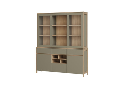 Puhvetkapp STRANDA hallikasroheline / tamm, 164x30xH195 cm