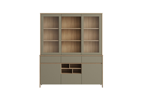 Puhvetkapp STRANDA hallikasroheline / tamm, 164x30xH195 cm