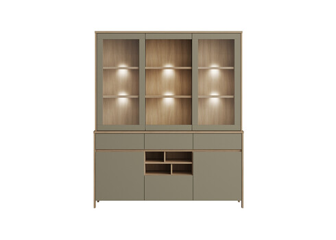 Puhvetkapp STRANDA hallikasroheline / tamm, 164x30xH195 cm