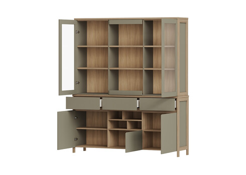 Puhvetkapp STRANDA hallikasroheline / tamm, 164x30xH195 cm