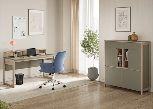 Kirjutuslaud STRANDA hallikasroheline / tamm, 120x60xH91 cm