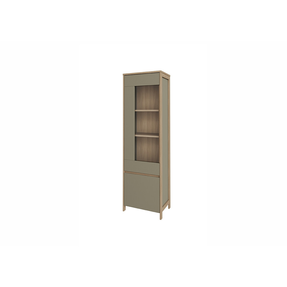 Vitriinkapp STRANDA hallikasroheline / tamm, 58x39xH195 cm