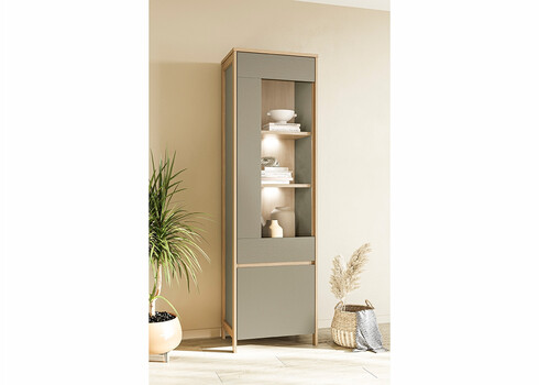 Vitriinkapp STRANDA hallikasroheline / tamm, 58x39xH195 cm