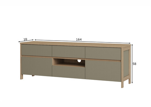 Tv-alus STRANDA hallikasroheline / tamm, 164x39xH58 cm