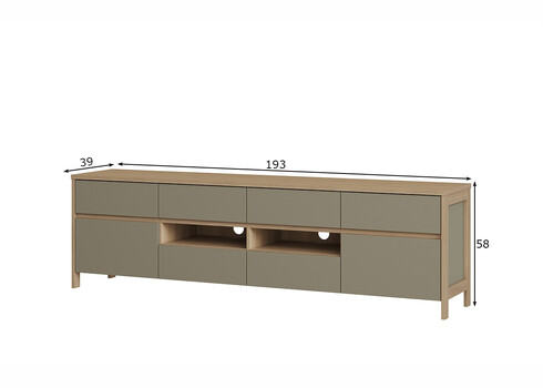 Tv-alus STRANDA hallikasroheline / tamm, 193x39xH58 cm