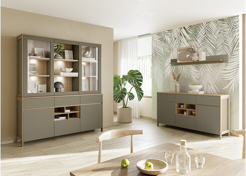 Kummut STRANDA hallikasroheline / tamm, 164x39xH85 cm