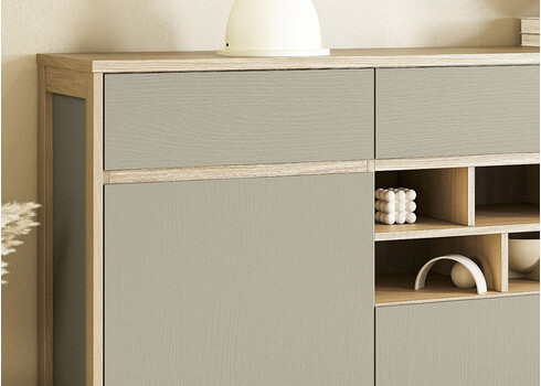 Kummut STRANDA hallikasroheline / tamm, 164x39xH85 cm