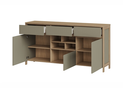 Kummut STRANDA hallikasroheline / tamm, 164x39xH85 cm