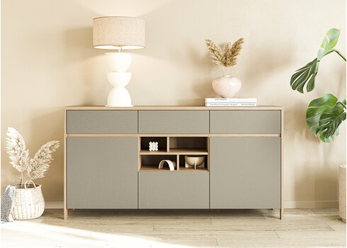 Kummut STRANDA hallikasroheline / tamm, 164x39xH85 cm