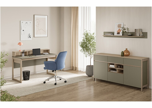 Kummut STRANDA hallikasroheline / tamm, 164x39xH85 cm