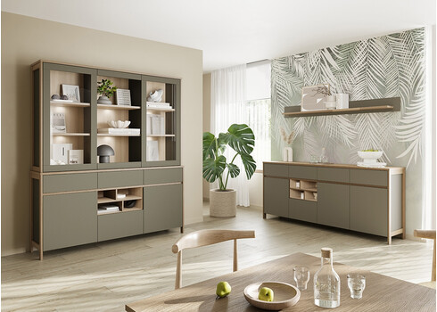 Kummut STRANDA hallikasroheline / tamm, 193x39xH85 cm