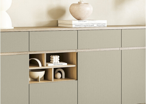 Kummut STRANDA hallikasroheline / tamm, 193x39xH85 cm