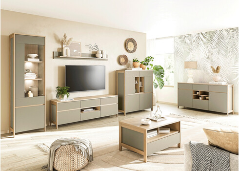 Diivanilaud STRANDA hallikasroheline / tamm, 80x60xH46 cm