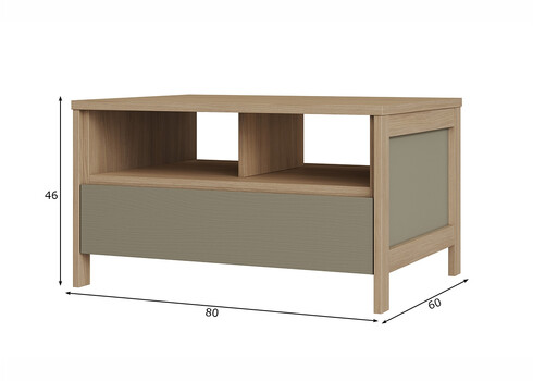 Diivanilaud STRANDA hallikasroheline / tamm, 80x60xH46 cm