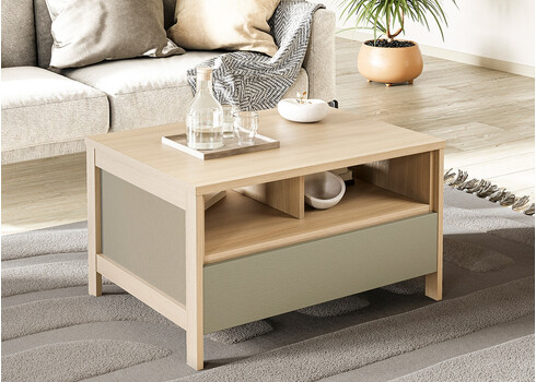 Diivanilaud STRANDA hallikasroheline / tamm, 80x60xH46 cm