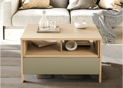 Diivanilaud STRANDA hallikasroheline / tamm, 80x60xH46 cm