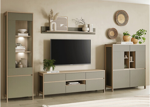 Seinariiul STRANDA hallikasroheline / tamm, 150x17xH17 cm