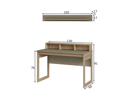 Kontorikomplekt STRANDA hallikasroheline / tamm