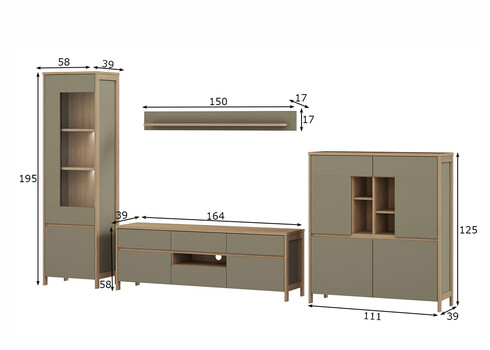 Elutoakomplekt STRANDA hallikasroheline / tamm