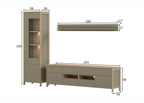 Elutoakomplekt STRANDA hallikasroheline / tamm