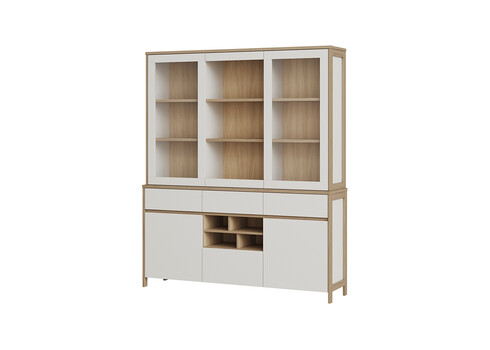 Puhvetkapp STRANDA valge / tamm, 164x39xH195 cm