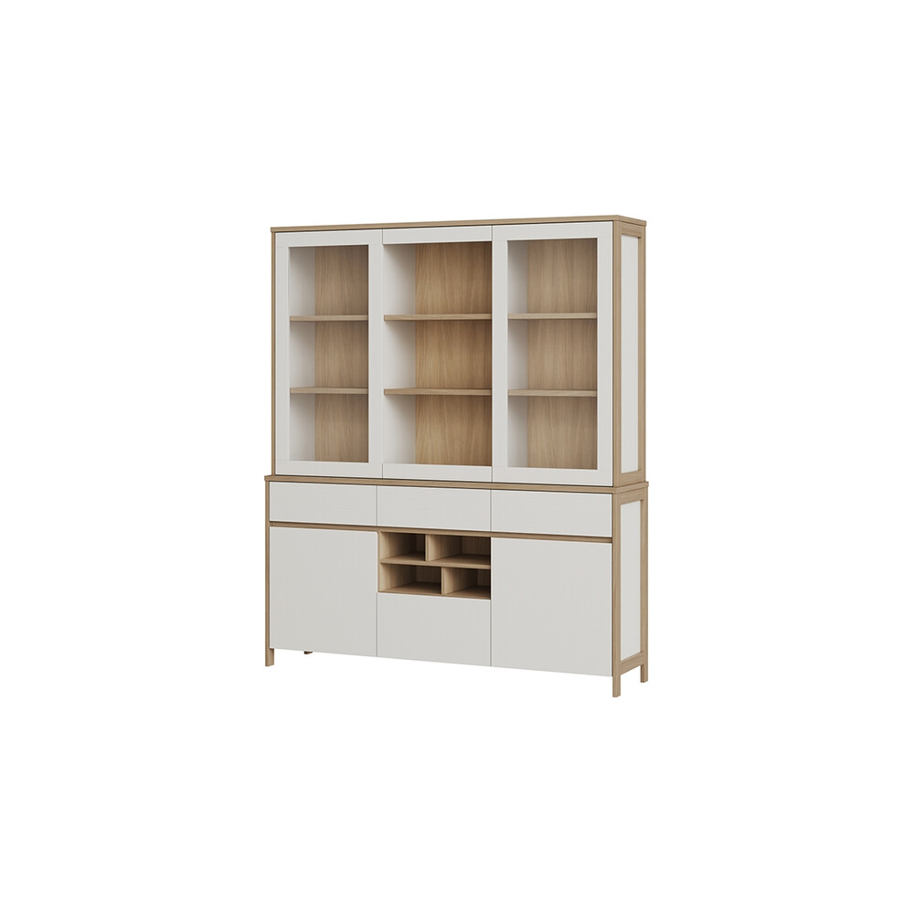 Puhvetkapp STRANDA valge / tamm, 164x39xH195 cm