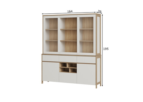 Puhvetkapp STRANDA valge / tamm, 164x39xH195 cm