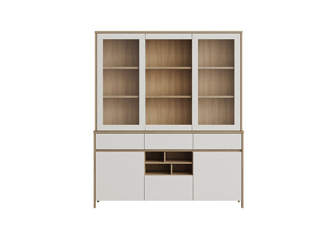 Puhvetkapp STRANDA valge / tamm, 164x39xH195 cm