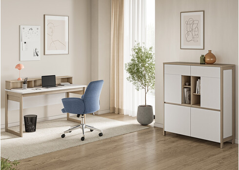 Kirjutuslaud STRANDA valge / tamm, 120x60xH91 cm